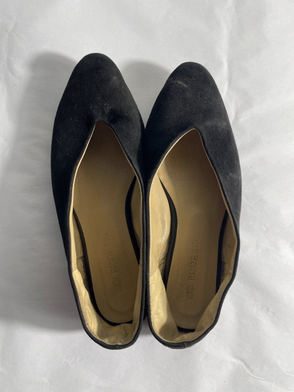 Rode Sko Women's Pointed Suede Slip On Flats Black Size 37
